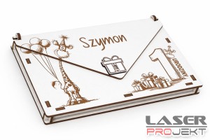 Białe Pudełko koperta na pieniądze Roczek urodziny prezent upominek grawer