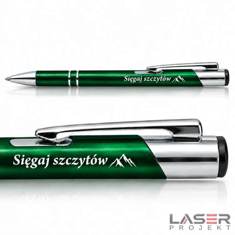Metalowy zielony długopis z grawerem.png